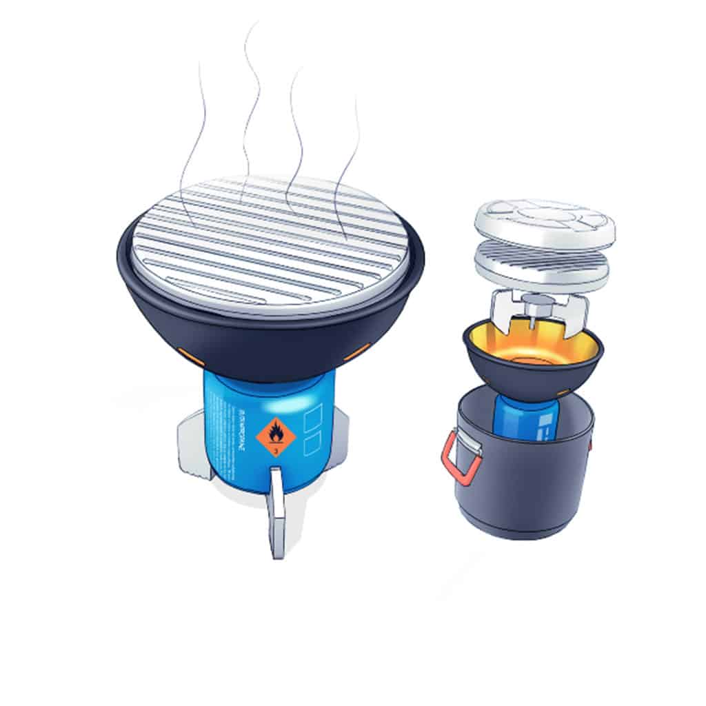Compact, fireless cooking system powered by catalytic heating